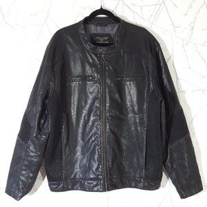 Wilsons Leather Black Faux Leather Full Zip Moto Jacket